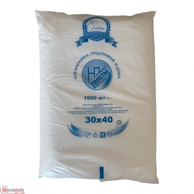 Пакет без фальца 30*40 HDPE 1/1000 (10) Прозрачный - фото