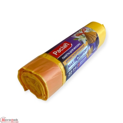Мешки д/мусора 35л в рул. 14шт с завяз. желт ПНД Paclan Aroma Желтый - фото
