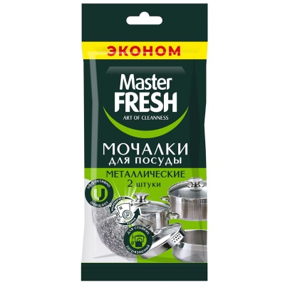 Мочалки для посуды эконом металлические, 2 шт Master FRESH/PARLO, арт. С0006108, C0007293  - фото