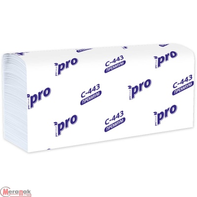 Полотенца бум. Protissue Z слож. 2-сл, 21*23см, целлюлоза, сист Tork H2, арт. С196/С443 Белый - фото