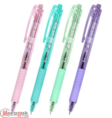 Ручка шариковая автоматическая с грипом BRAUBERG "PASTEL", СИНЯЯ, корпус микс, 144468 (48) Микс - фото