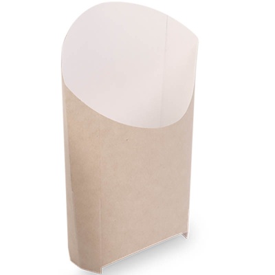 Упаковка для картофеля фри OSQ Fry L 135*52*135 мм крафт/белая 1 шт. Коричневый - фото