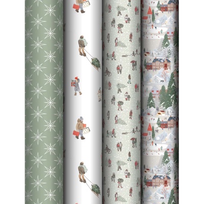 Упаковочная бумага глянцевая 70*100 см Christmas Pattern, 80г/м2, МИКС 2  - фото