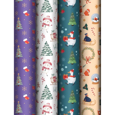 Упаковочная бумага глянцевая 70*100 см Christmas Pattern, 80г/м2, МИКС 2  - фото
