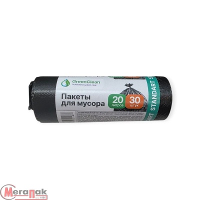 Мешки д/мусора ПНД GreenClean "STANDART" 20л, 30шт черн Черный - фото