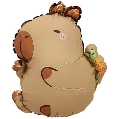 Шар с клапаном (15''/38 см) Мини-фигура, Капибара с черепашкой, 1 шт.  - фото