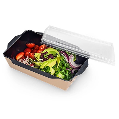Контейнер бумажный OSQ OpSalad 800 Black Wood 207*127*55 мм черный/крафт 1 шт. Коричневый - фото