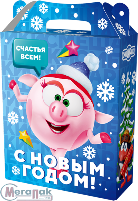 Новог.коробка "Домик "Смешарики" ЛИЦЕНЗИЯ до 600 гр Разноцветный - фото