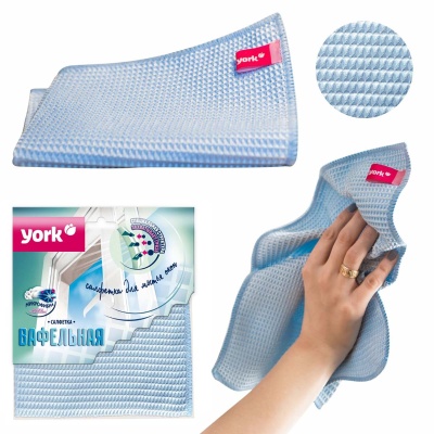 Салфетка из микрофибры для окон York вафельная арт. 026280  - фото