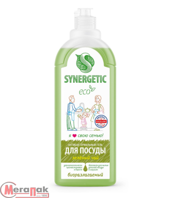 Гель д/мытья посуды 1,0л "Synergetic" Зеленый чай (8) 103117 Салатовый - фото